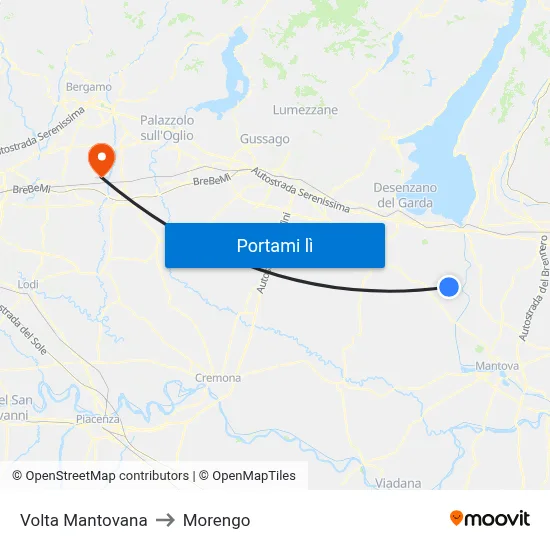 Volta Mantovana to Morengo map