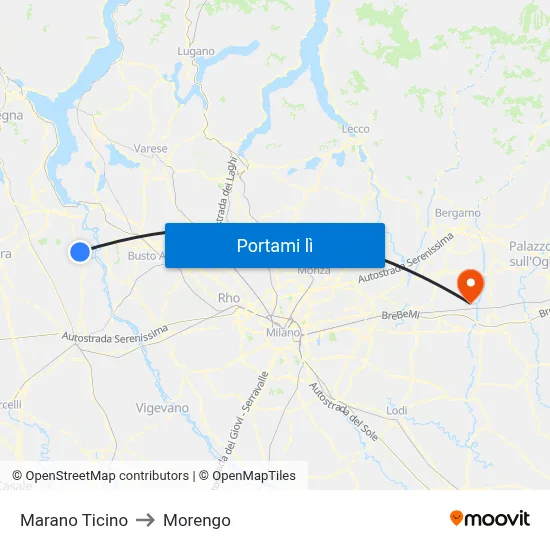 Marano Ticino to Morengo map