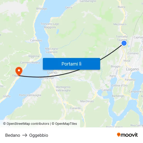 Bedano to Oggebbio map