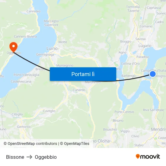 Bissone to Oggebbio map