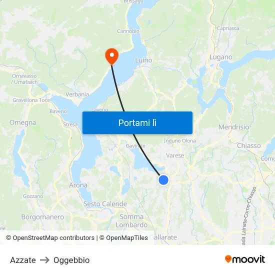 Azzate to Oggebbio map