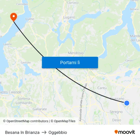 Besana In Brianza to Oggebbio map