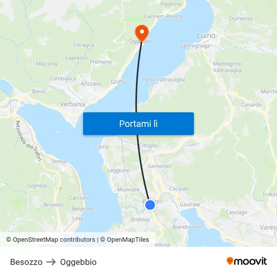 Besozzo to Oggebbio map