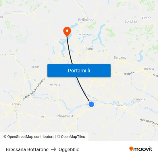 Bressana Bottarone to Oggebbio map