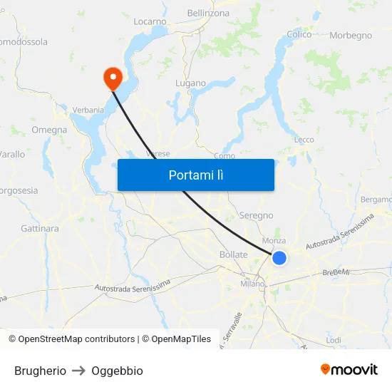 Brugherio to Oggebbio map