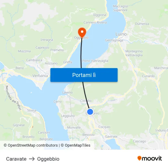 Caravate to Oggebbio map