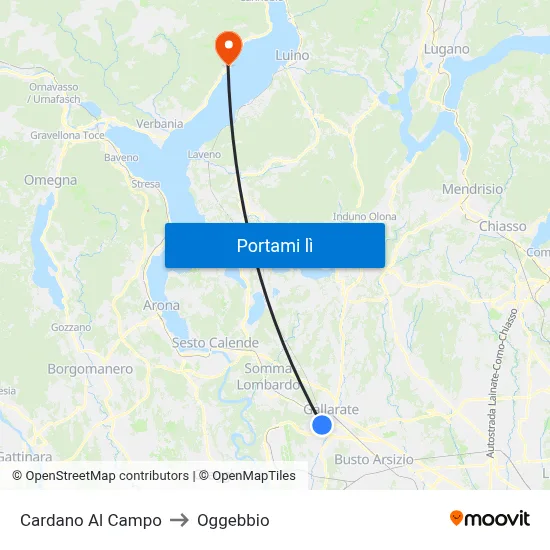 Cardano Al Campo to Oggebbio map