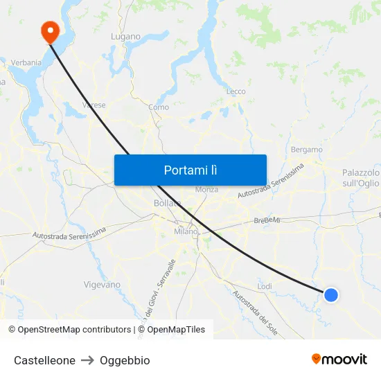 Castelleone to Oggebbio map