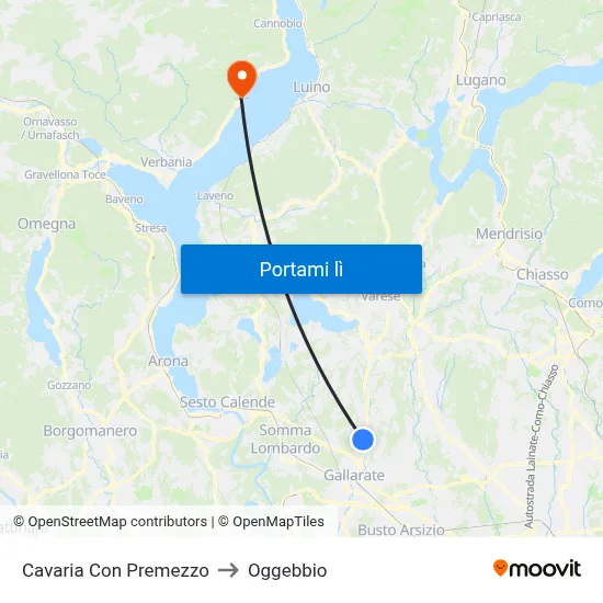 Cavaria Con Premezzo to Oggebbio map