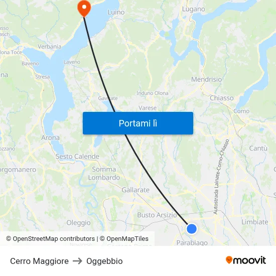 Cerro Maggiore to Oggebbio map