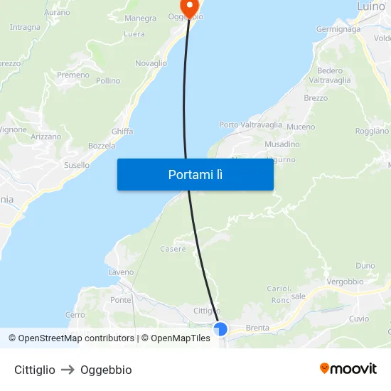 Cittiglio to Oggebbio map