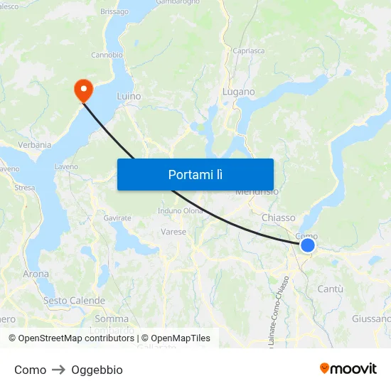 Como to Oggebbio map