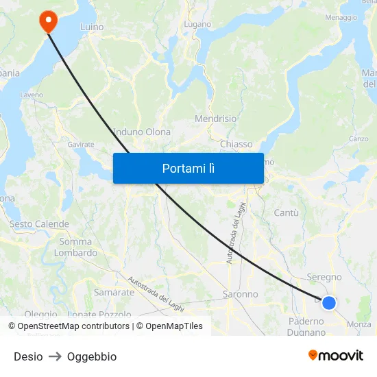 Desio to Oggebbio map