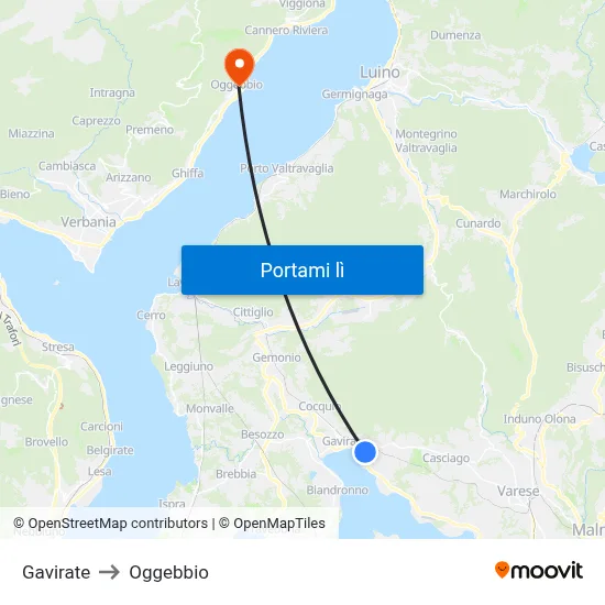 Gavirate to Oggebbio map