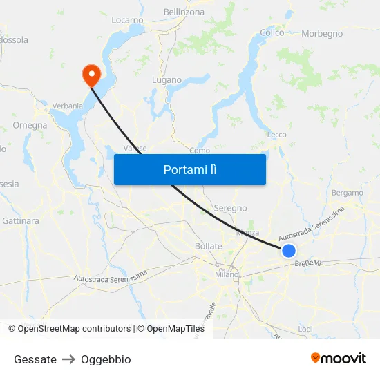 Gessate to Oggebbio map