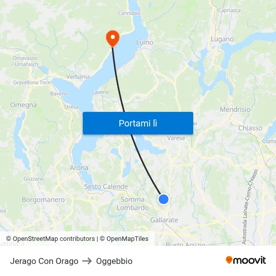 Jerago Con Orago to Oggebbio map