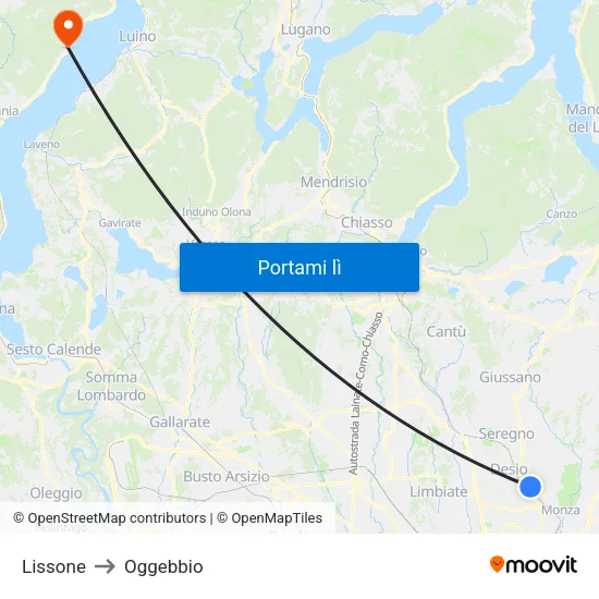 Lissone to Oggebbio map