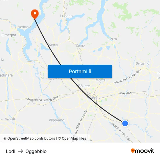 Lodi to Oggebbio map