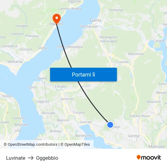 Luvinate to Oggebbio map