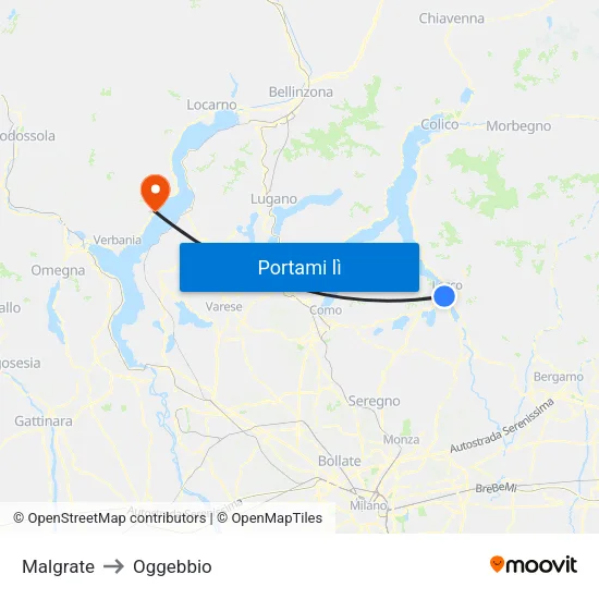 Malgrate to Oggebbio map