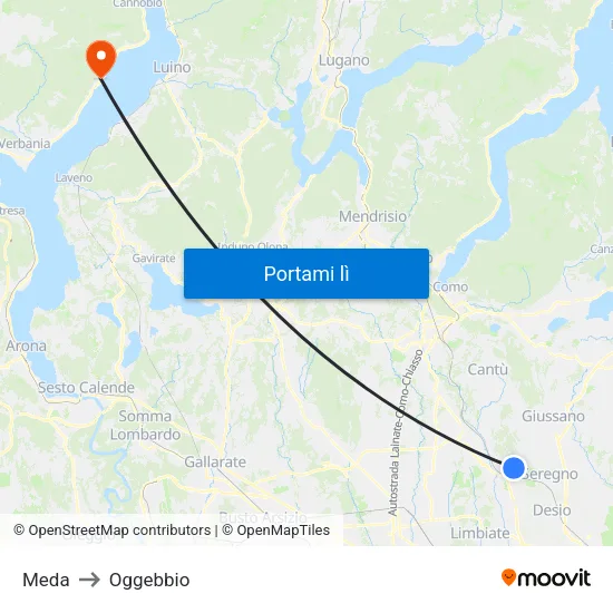 Meda to Oggebbio map