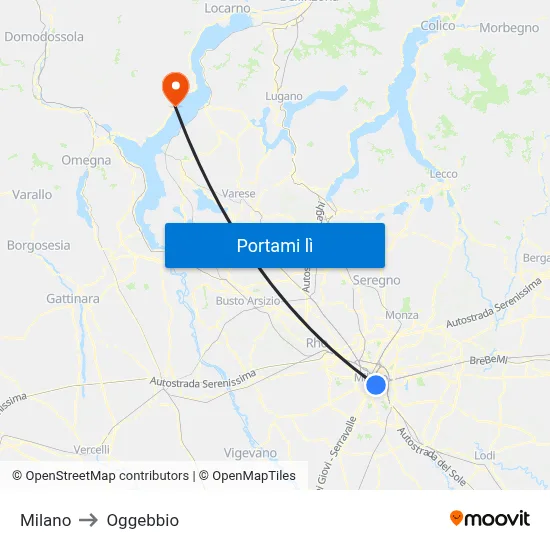 Milano to Oggebbio map