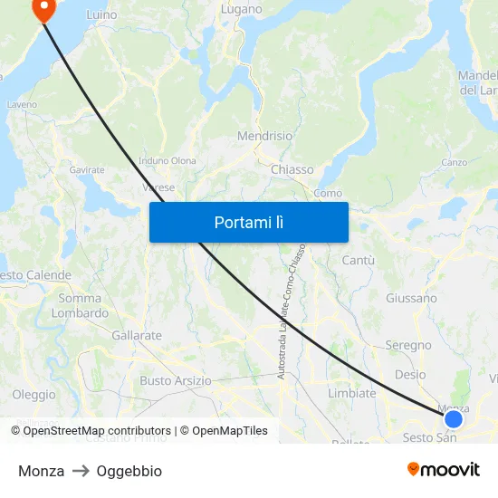Monza to Oggebbio map