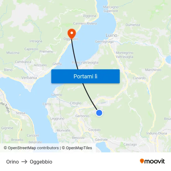 Orino to Oggebbio map
