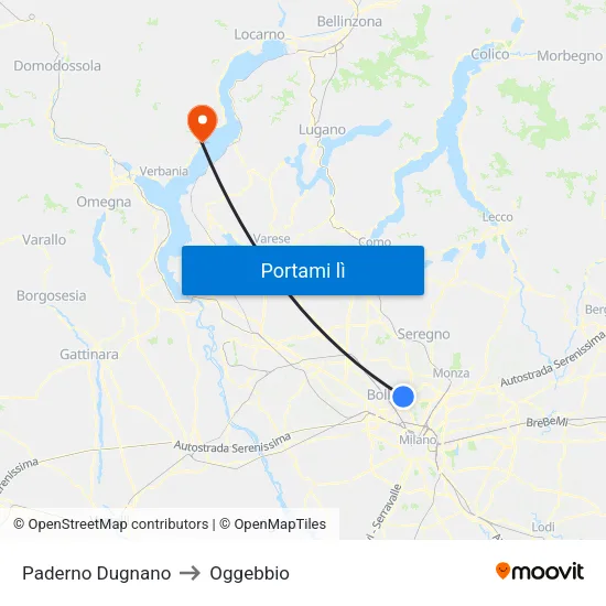 Paderno Dugnano to Oggebbio map