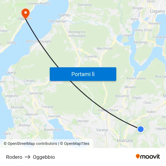Rodero to Oggebbio map