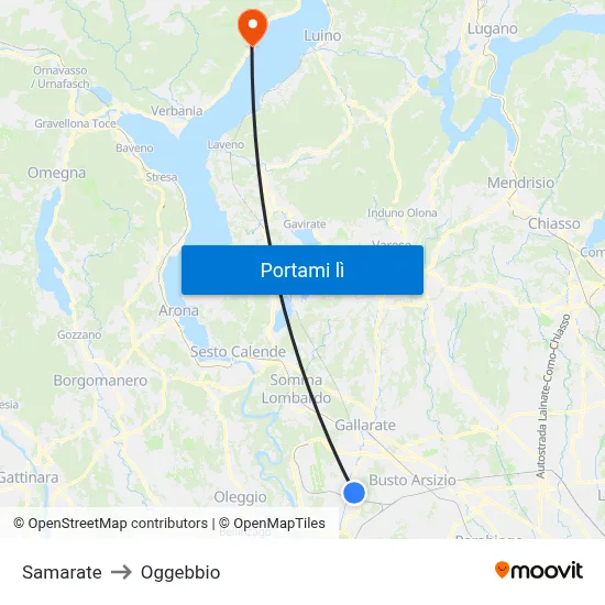 Samarate to Oggebbio map