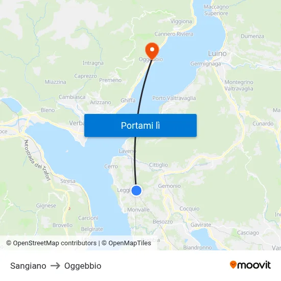 Sangiano to Oggebbio map