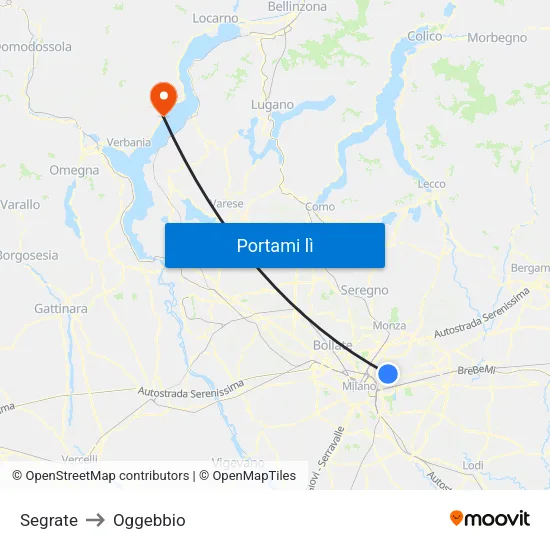 Segrate to Oggebbio map