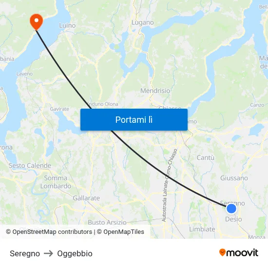 Seregno to Oggebbio map