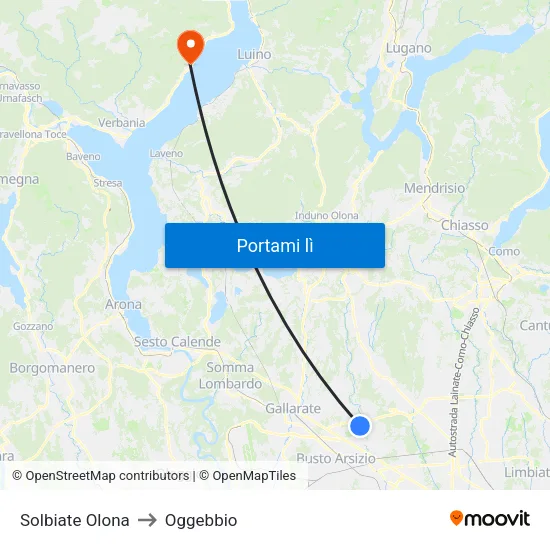 Solbiate Olona to Oggebbio map