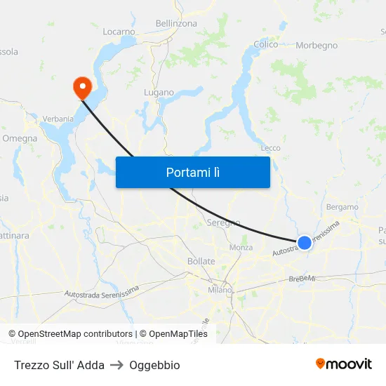 Trezzo Sull' Adda to Oggebbio map
