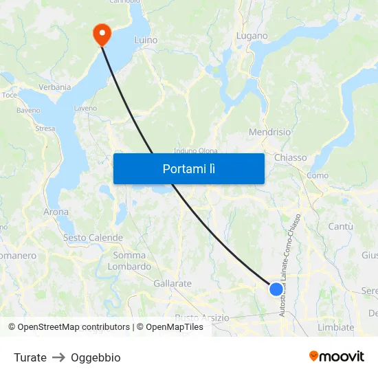 Turate to Oggebbio map
