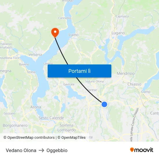 Vedano Olona to Oggebbio map