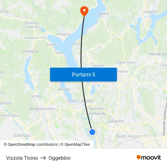 Vizzola Ticino to Oggebbio map