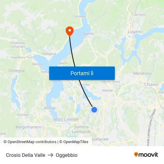 Crosio Della Valle to Oggebbio map
