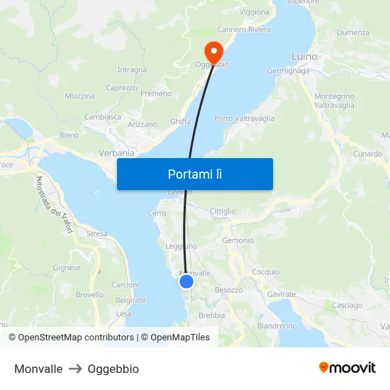 Monvalle to Oggebbio map