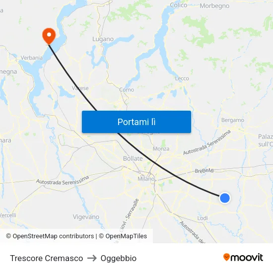 Trescore Cremasco to Oggebbio map