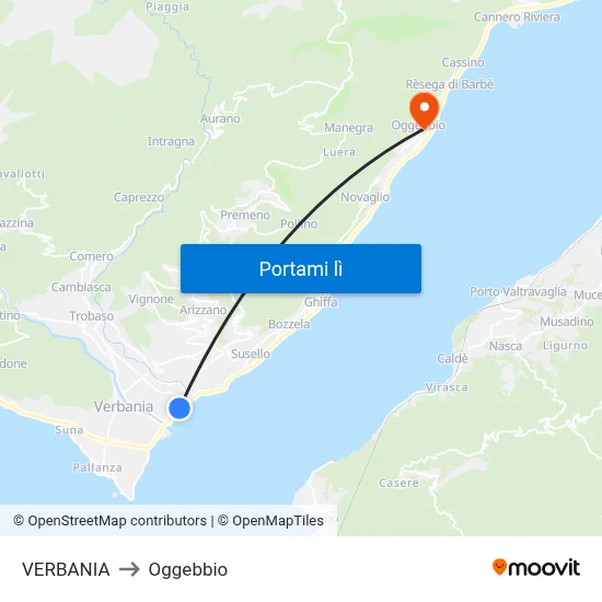 VERBANIA to Oggebbio map