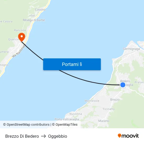 Brezzo Di Bedero to Oggebbio map