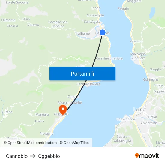 Cannobio to Oggebbio map
