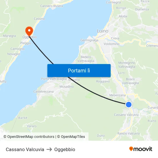 Cassano Valcuvia to Oggebbio map