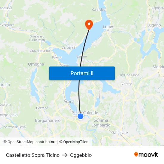 Castelletto Sopra Ticino to Oggebbio map