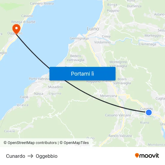 Cunardo to Oggebbio map