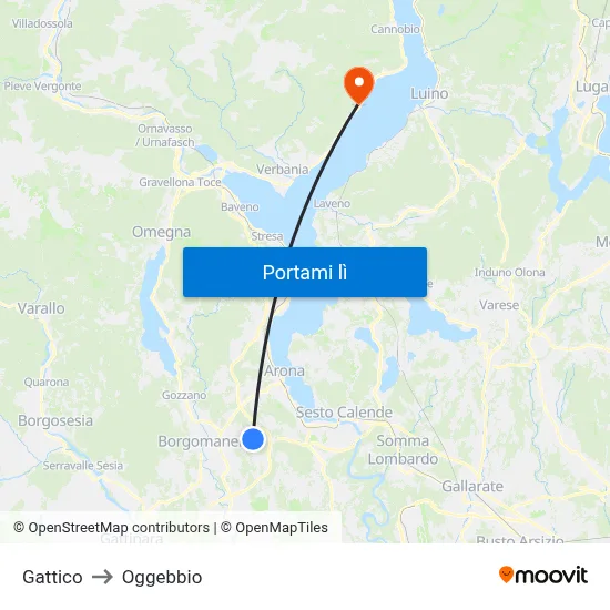Gattico to Oggebbio map