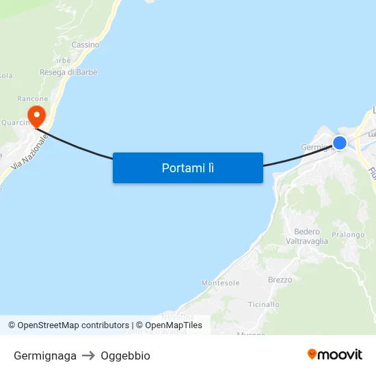 Germignaga to Oggebbio map